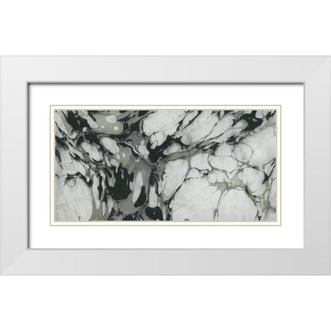 Black and White Marble Panel Trio I White Modern Wood Framed Art Print with Double Matting by Green, Nancy