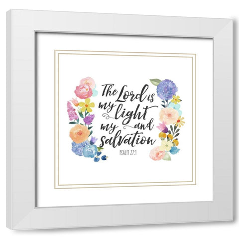 Floral Bible Verse II White Modern Wood Framed Art Print with Double Matting by Noonday Design