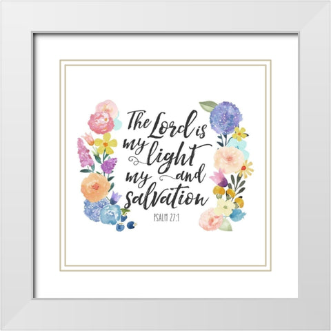 Floral Bible Verse II White Modern Wood Framed Art Print with Double Matting by Noonday Design