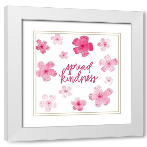 Cascading Blossoms Kindness Peace I White Modern Wood Framed Art Print with Double Matting by Noonday Design