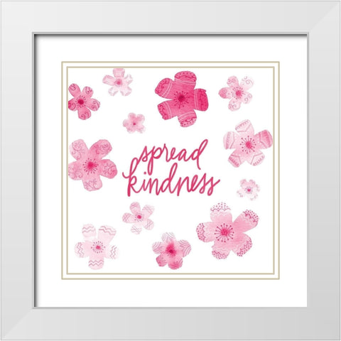 Cascading Blossoms Kindness Peace I White Modern Wood Framed Art Print with Double Matting by Noonday Design