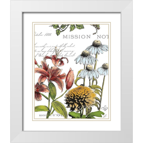 Botanical Postcard Color II White Modern Wood Framed Art Print with Double Matting by Cusson, Marie Elaine