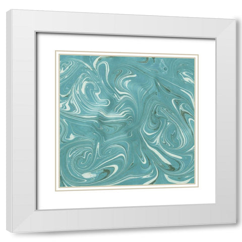 Turquoise Marble II White Modern Wood Framed Art Print with Double Matting by Green, Nancy