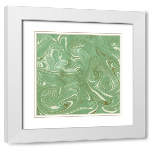 Turquoise Marble V White Modern Wood Framed Art Print with Double Matting by Green, Nancy