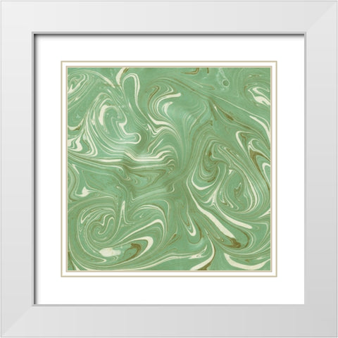 Turquoise Marble V White Modern Wood Framed Art Print with Double Matting by Green, Nancy