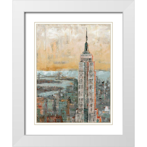 Empire State Building Abstract White Modern Wood Framed Art Print with Double Matting by Cusson, Marie Elaine