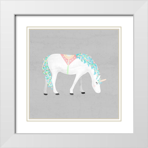 Unicorn Pastel III White Modern Wood Framed Art Print with Double Matting by Noonday Design