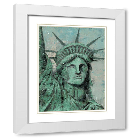 Statue Of Liberty Portrait White Modern Wood Framed Art Print with Double Matting by Cusson, Marie Elaine