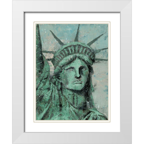 Statue Of Liberty Portrait White Modern Wood Framed Art Print with Double Matting by Cusson, Marie Elaine