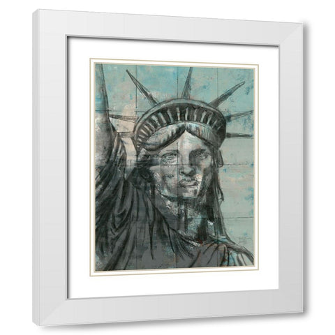 Statue Of Liberty Charcoal White Modern Wood Framed Art Print with Double Matting by Cusson, Marie Elaine