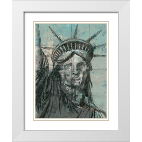 Statue Of Liberty Charcoal White Modern Wood Framed Art Print with Double Matting by Cusson, Marie Elaine