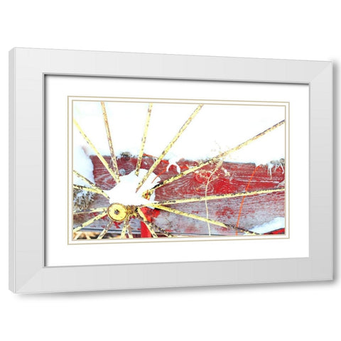 Winter Wagon White Modern Wood Framed Art Print with Double Matting by Tyrrell, Lu Anne