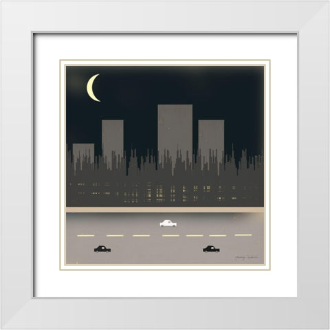 Nightime in the City I   White Modern Wood Framed Art Print with Double Matting by Kushnir, Tammy