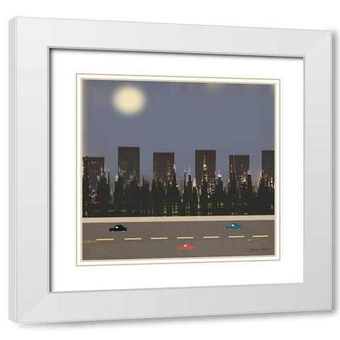 Nightime in the City II White Modern Wood Framed Art Print with Double Matting by Kushnir, Tammy
