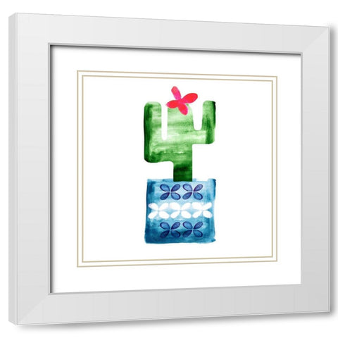 Colorful Cactus VI White Modern Wood Framed Art Print with Double Matting by Northern Lights