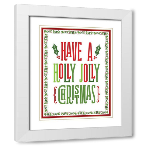 Colorful Christmas with border I White Modern Wood Framed Art Print with Double Matting by Noonday Designs