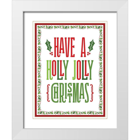 Colorful Christmas with border I White Modern Wood Framed Art Print with Double Matting by Noonday Designs