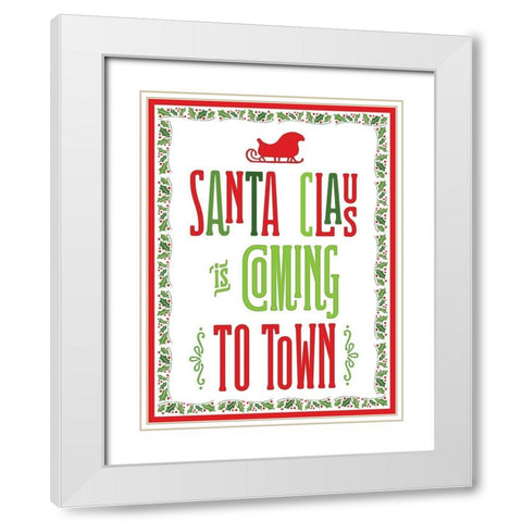 Colorful Christmas with border III White Modern Wood Framed Art Print with Double Matting by Noonday Designs