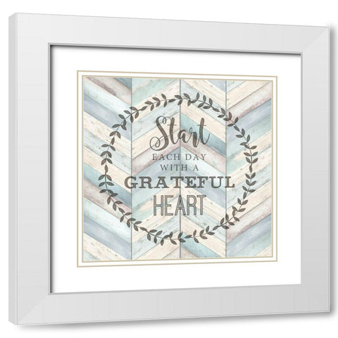 Start Each Day Chevron White Modern Wood Framed Art Print with Double Matting by Tre Sorelle Studios