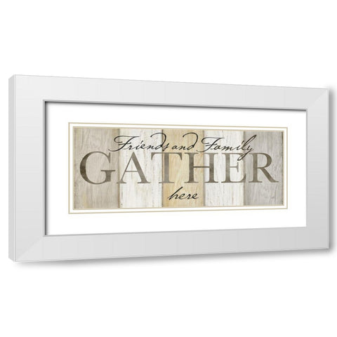 Family Gather Neutral Sign White Modern Wood Framed Art Print with Double Matting by Coulter, Cynthia