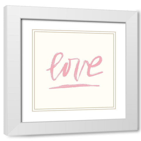 Love and Hearts Scribble I White Modern Wood Framed Art Print with Double Matting by Noonday Design