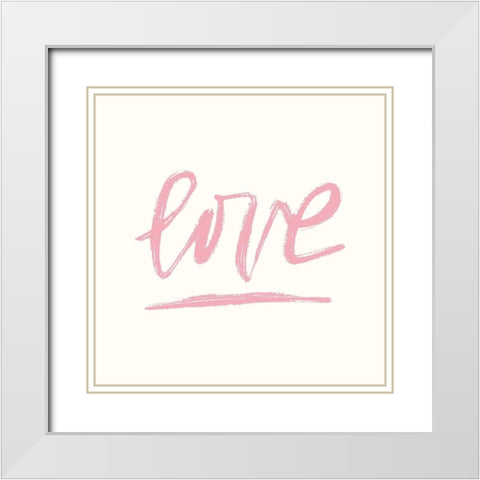Love and Hearts Scribble I White Modern Wood Framed Art Print with Double Matting by Noonday Design