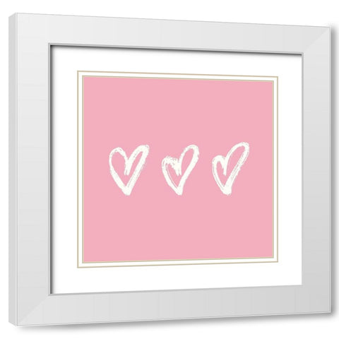 Love and Hearts Scribble II White Modern Wood Framed Art Print with Double Matting by Noonday Design