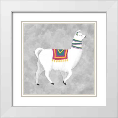 Lovely Llama I White Modern Wood Framed Art Print with Double Matting by Noonday Design