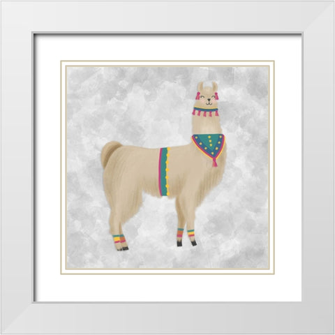 Lovely Llama III White Modern Wood Framed Art Print with Double Matting by Noonday Design