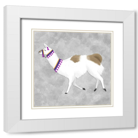 Lovely Llama IV White Modern Wood Framed Art Print with Double Matting by Noonday Design