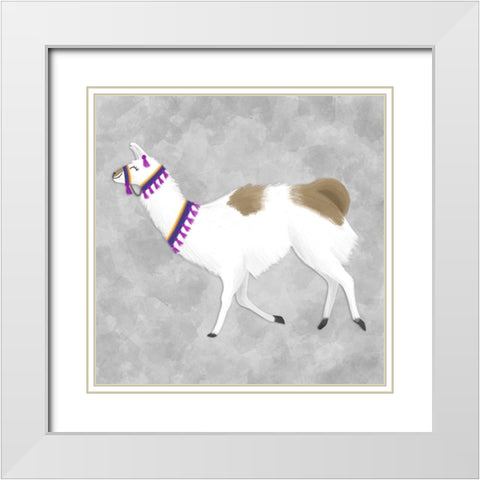 Lovely Llama IV White Modern Wood Framed Art Print with Double Matting by Noonday Design