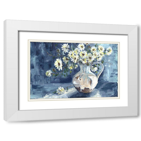 Sunshine and Daisies Landscape White Modern Wood Framed Art Print with Double Matting by Tre Sorelle Studios