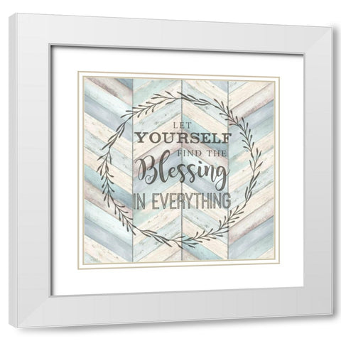 Find the Blessing Chevron White Modern Wood Framed Art Print with Double Matting by Tre Sorelle Studios