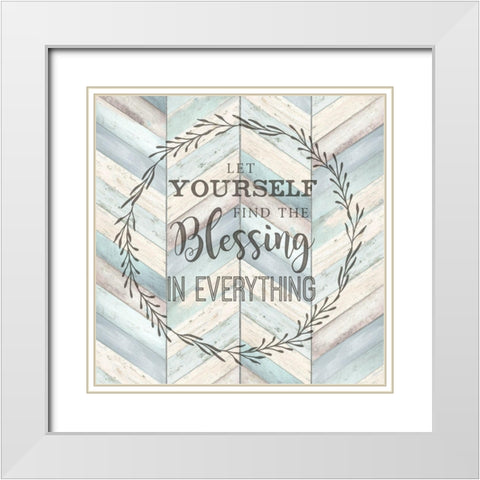 Find the Blessing Chevron White Modern Wood Framed Art Print with Double Matting by Tre Sorelle Studios