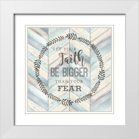 Let Your Faith Chevron White Modern Wood Framed Art Print with Double Matting by Tre Sorelle Studios