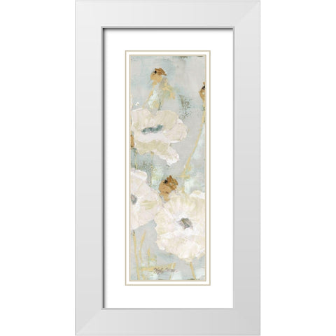 Poppies in the Wind Cream Panel II White Modern Wood Framed Art Print with Double Matting by Cusson, Marie Elaine