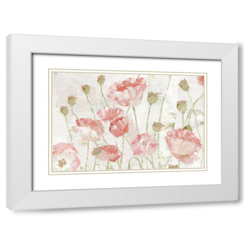Poppies in the Wind Blush Landscape White Modern Wood Framed Art Print with Double Matting by Cusson, Marie Elaine