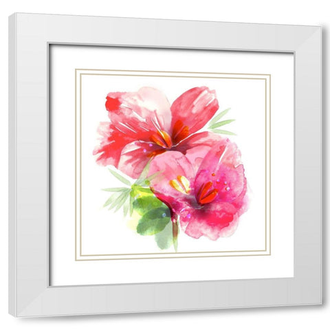 Floral Beauty II White Modern Wood Framed Art Print with Double Matting by Northern Lights
