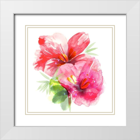 Floral Beauty II White Modern Wood Framed Art Print with Double Matting by Northern Lights