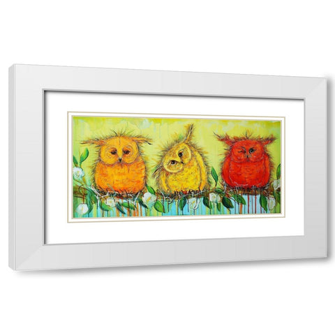 Siblings White Modern Wood Framed Art Print with Double Matting by Evenson, Karrie