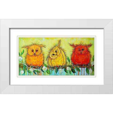 Siblings White Modern Wood Framed Art Print with Double Matting by Evenson, Karrie