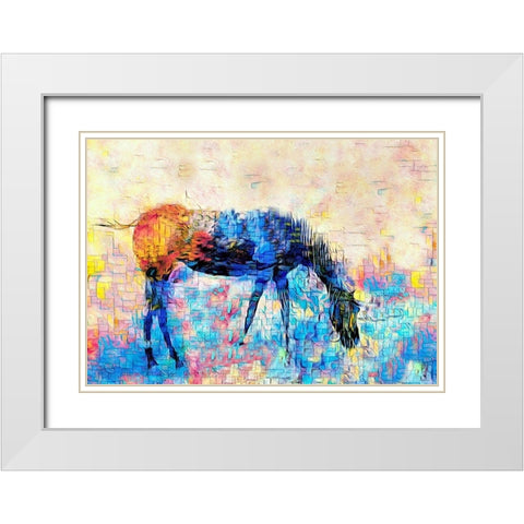 Mondrian Horse White Modern Wood Framed Art Print with Double Matting by Tyrrell, Lu Anne
