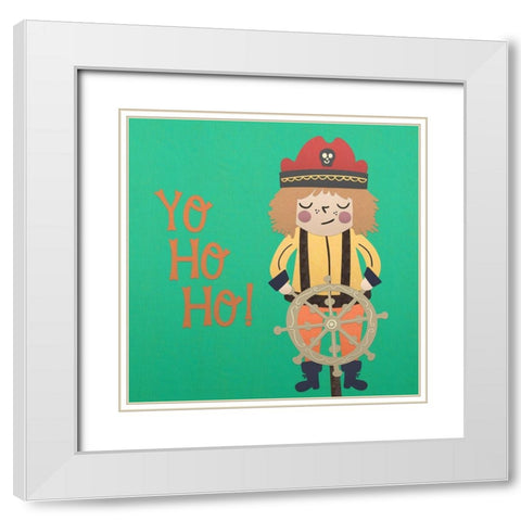 Ahoy Matey III White Modern Wood Framed Art Print with Double Matting by Noonday Design