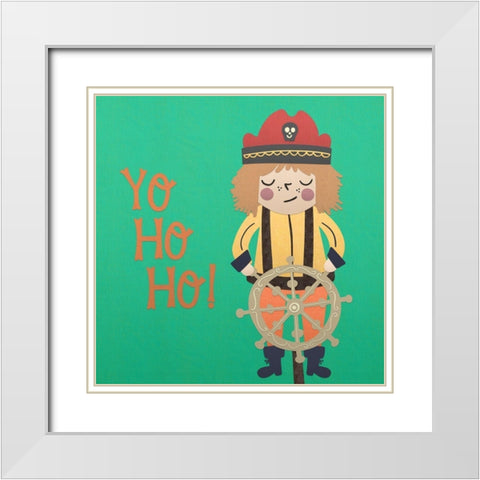 Ahoy Matey III White Modern Wood Framed Art Print with Double Matting by Noonday Design