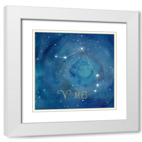 Star Sign Aries White Modern Wood Framed Art Print with Double Matting by Coulter, Cynthia