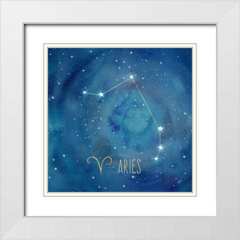 Star Sign Aries White Modern Wood Framed Art Print with Double Matting by Coulter, Cynthia