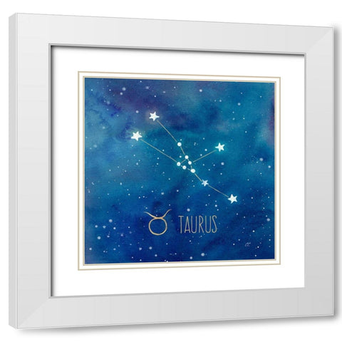 Star Sign Taurus White Modern Wood Framed Art Print with Double Matting by Coulter, Cynthia