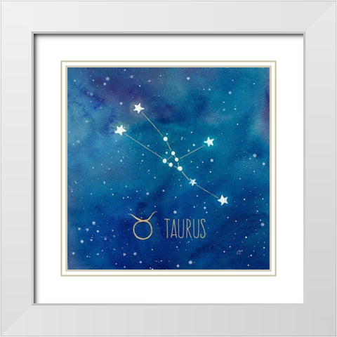 Star Sign Taurus White Modern Wood Framed Art Print with Double Matting by Coulter, Cynthia