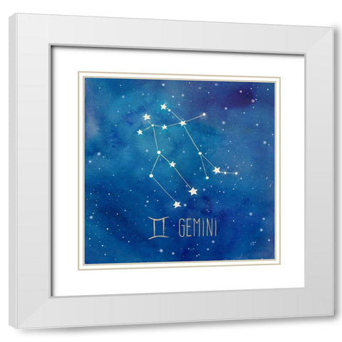 Star Sign Gemini White Modern Wood Framed Art Print with Double Matting by Coulter, Cynthia