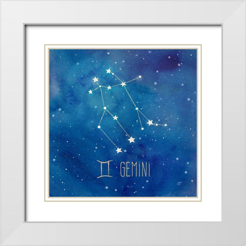 Star Sign Gemini White Modern Wood Framed Art Print with Double Matting by Coulter, Cynthia